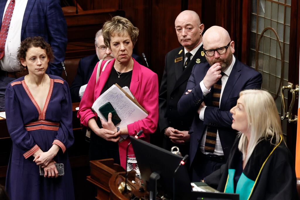 Ceann Comhairle Verona Murphy TD suspends Dáil proceedings over a conflict around the foundations of a government resting on the support of Independent TDs. There is also a technical row over speaking time. Photograph: Maxwells/PA Wire