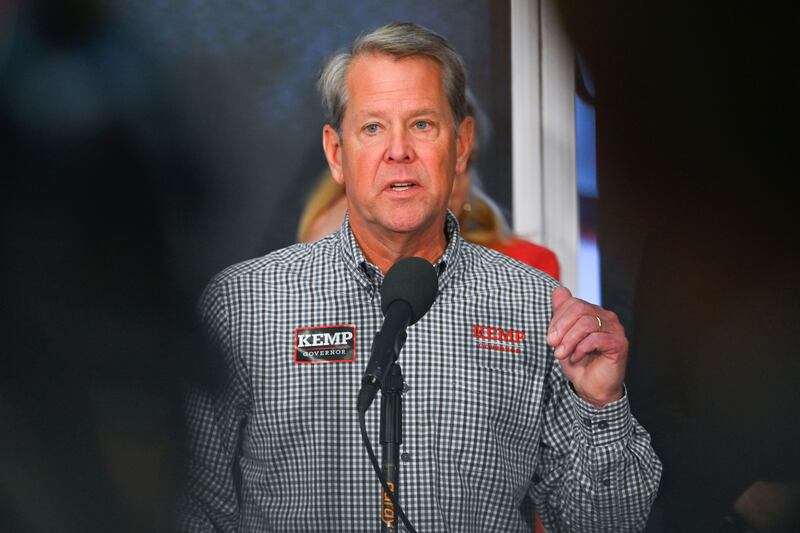 Georgia governor Brian Kemp during his successful campaign for re-election last year. Photograph: John Amis/EPA-EFE