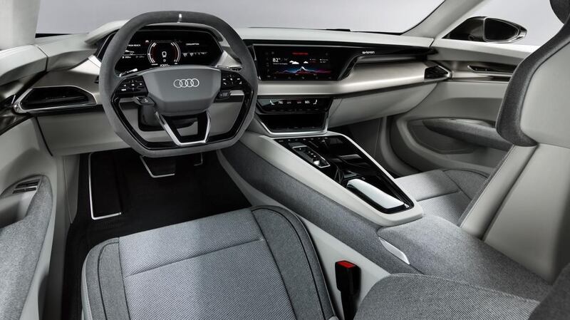 The GT’s interior looks pretty much production-ready, and is basically a variation on the twin-screen, digital instrument layout already seen in the A6, A7, and A8