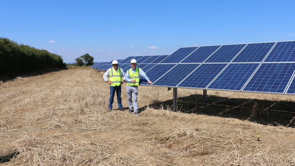 BNRG Renewables directors David Maguire and Nick Holman at its Ferry Farm site in the UK