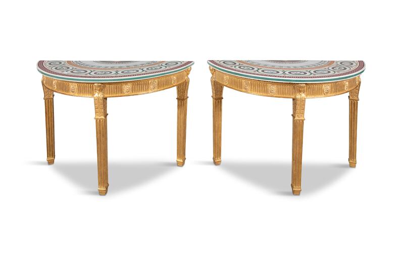 Pair of Irish D side tables with Bossi inlaid marble tops €50,000-€80,000