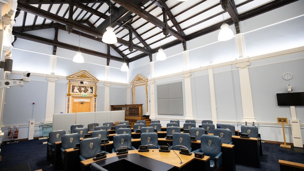 The Seanad chamber. The current Government has interpreted the shortage of 11 Senators to mean the Seanad is in abeyance until a new administration is formed. Photograph: Tom Honan