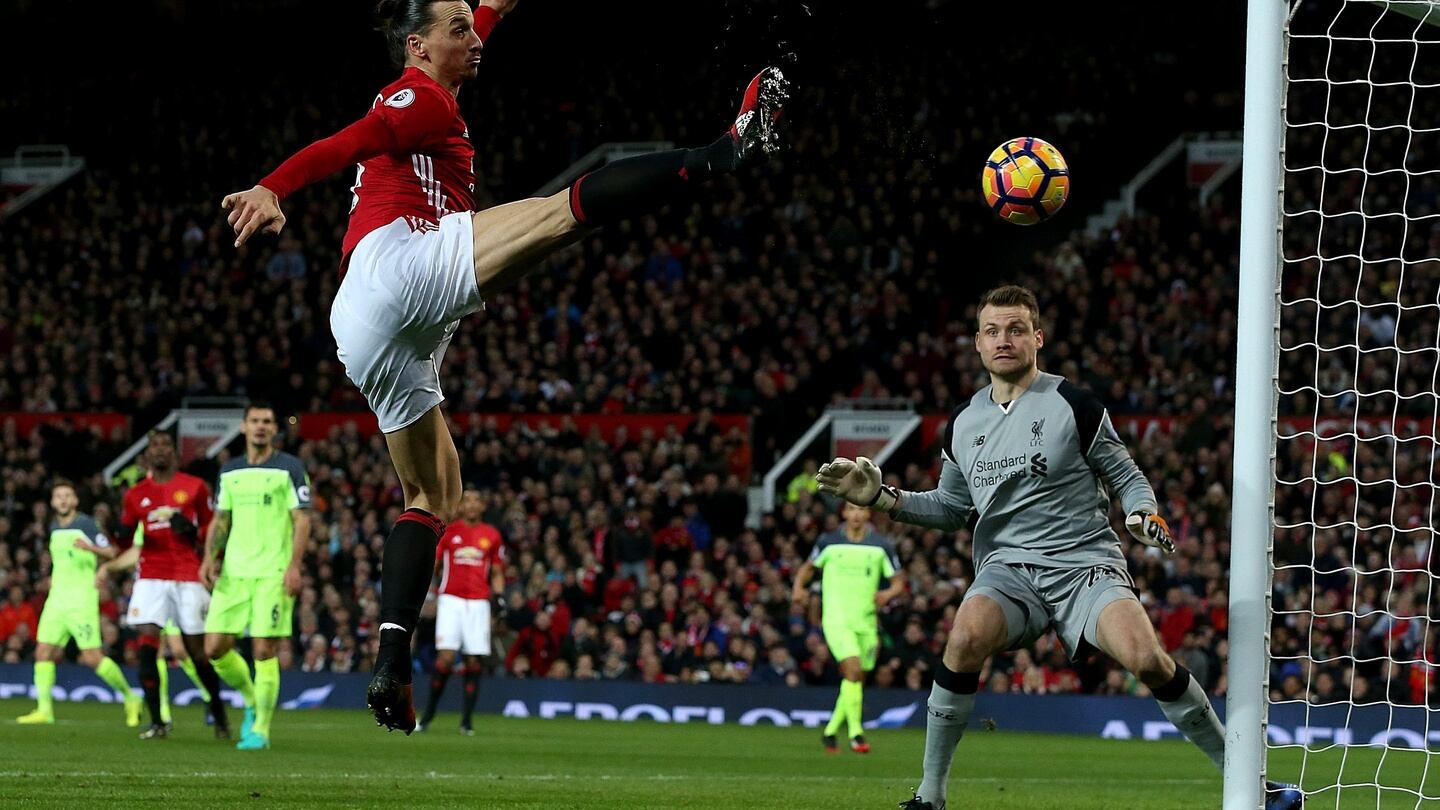 Manchester United’s Zlatan Ibrahimovic in action during the Premier League clash with Liverpool. Photo: Getty Images