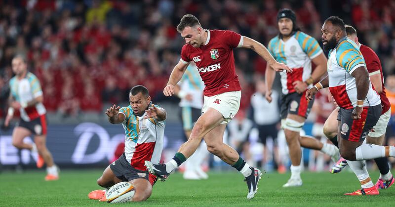 Lions scrumhalf in action against Kurtley Beale of the First Nations and Pasifika XV during the game in Melbourne. Photograph: James Crombie/Inpho
