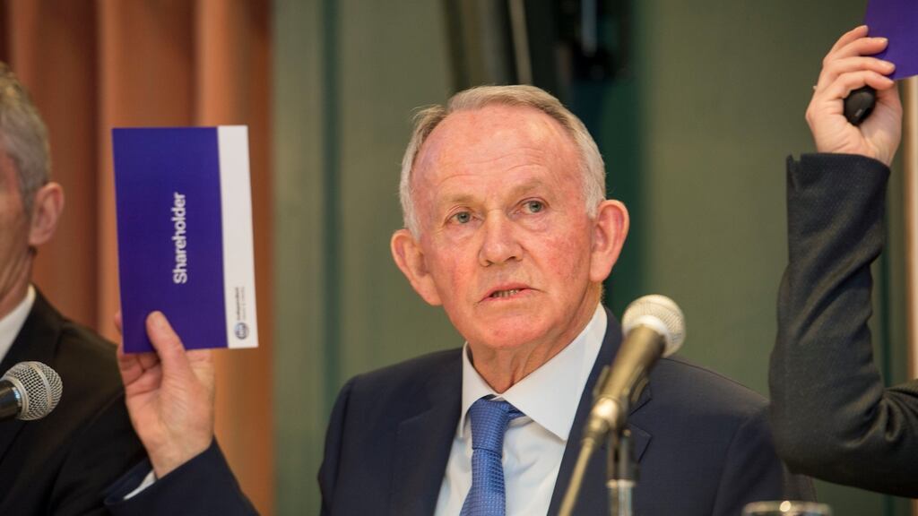 Leslie Buckley who stood down as INM chairman during the group’s egm at the Alex Hotel, Dublin. Photograph: Brenda Fitzsimons