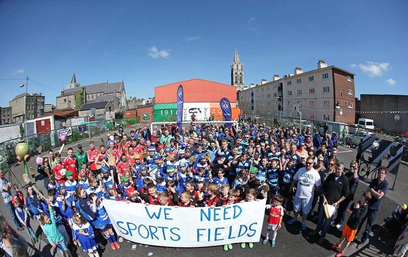 Kevins GAA club members and officials protesting over the proposed development.