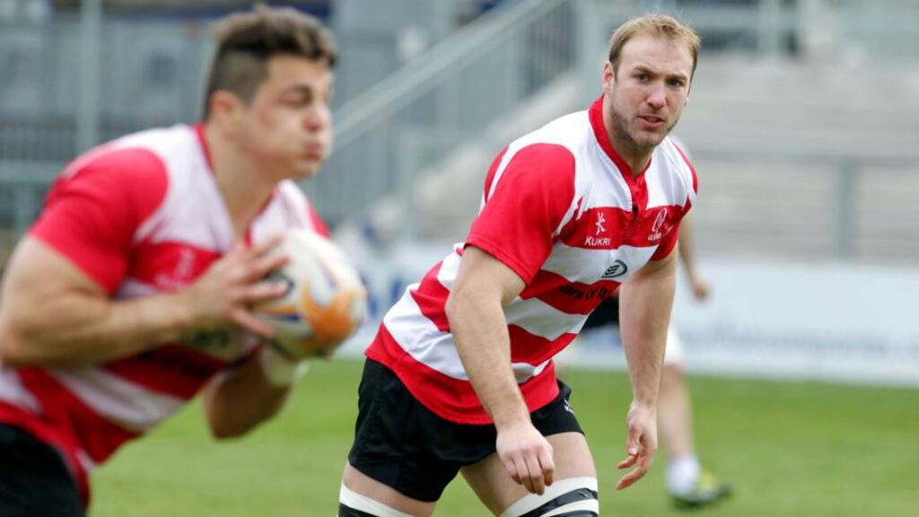 Stephen Ferris training with Ulster at Ravenhill on Thursday. The Ireland flanker will start on the bench against Scarlets on Friday. Photograph: Matt Mackey Inpho/Presseye