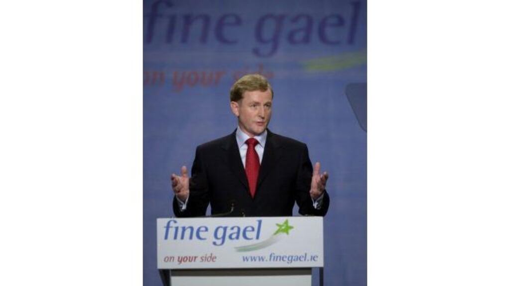 Fine Gael leader, Mr Enda Kenny, addresses the Fine Gael Ardfheis in Dublin on Saturday.