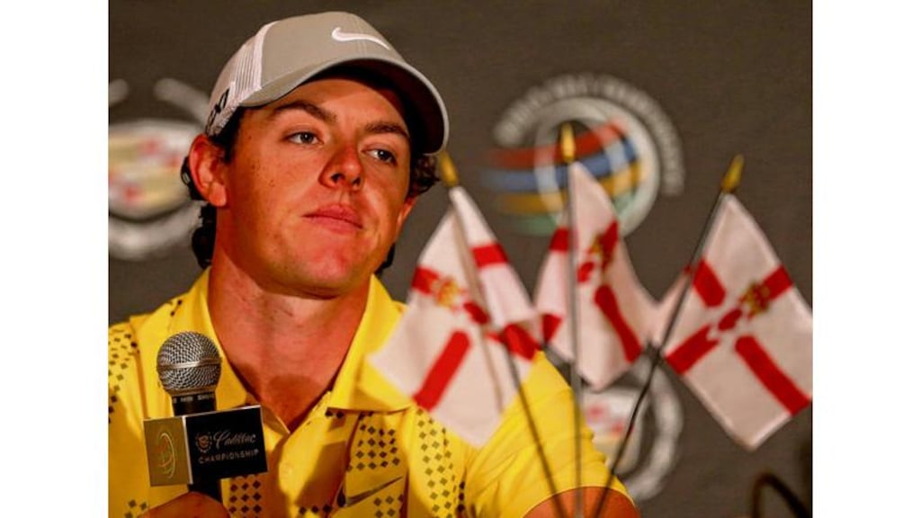 Rory McIlroy addresses the media ahead of the WGC-Cadilac Championship in Florida. Photograph: Warren Little/Getty Images