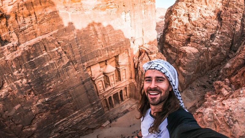 Harry McNulty in Petra, Jordan. Photograph: Instagram