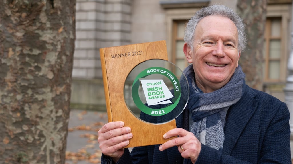 An Post Irish Book of the Year 2021: Fintan O’Toole with his award. Photograph: Barry Cronin