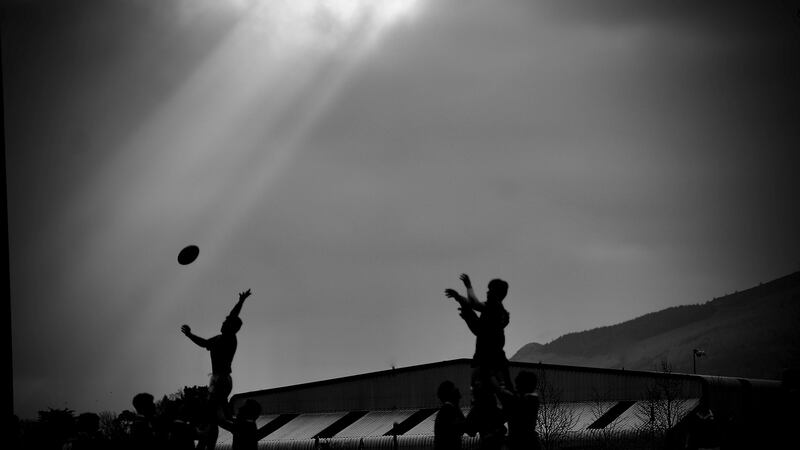 Beam me up: The lineout rises during a Leinster Senior Schools Cup game between St Gerard’s and St Mary’s College in Bray in January 2017. Photograph: Paul Lundy