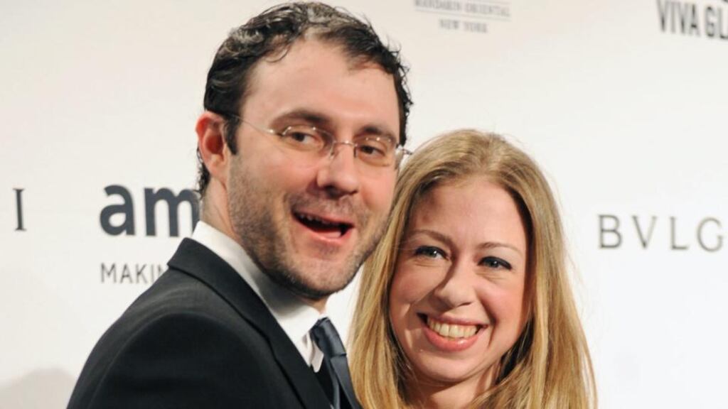 Chelsea Clinton, daughter of former US president Bill Clinton, and her husband Marc Mezvinsky who are celebrating the birth of their first child.