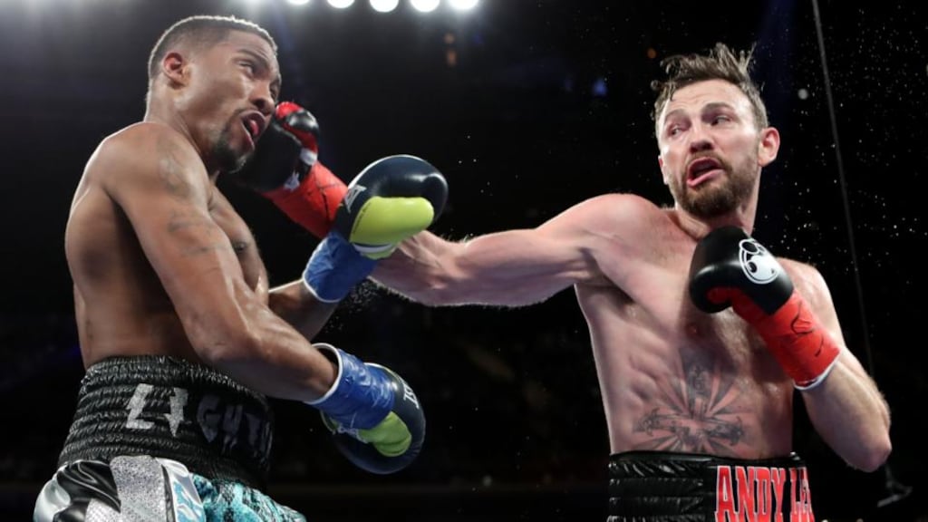 Andy Lee earned a unanimous points decision over KeAndrae Leatherwood on his return to the ring. Tom Hogan/Inpho