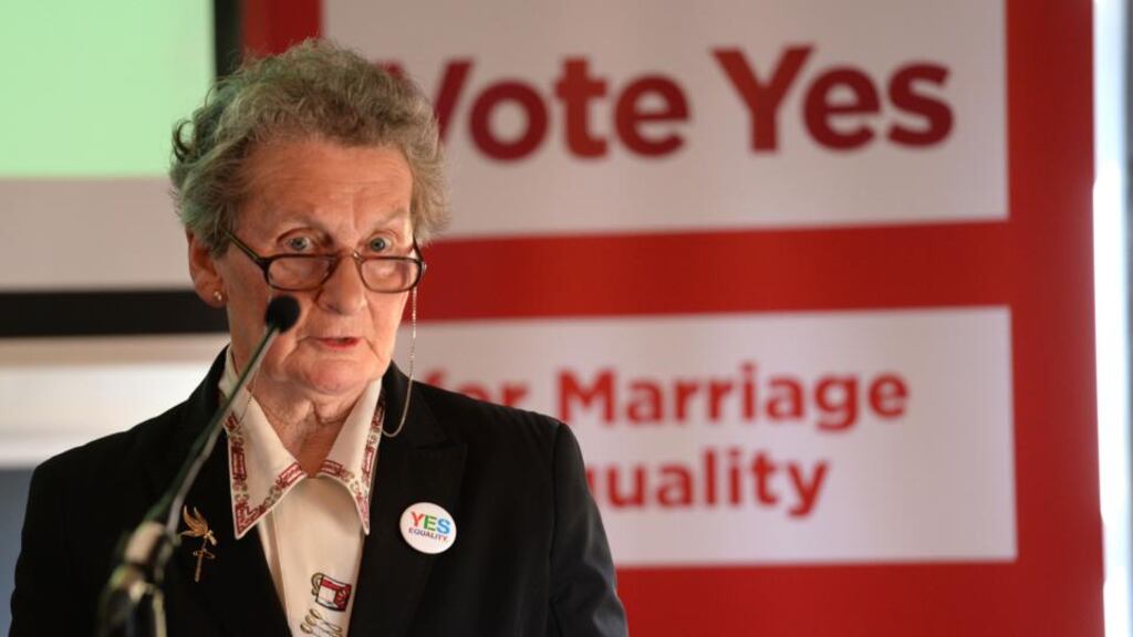 Margaret Gill at the launch of the Fianna Fáil marriage referendum campaign in Dublin. Photograph: Dara Mac Dónaill / The Irish Times
