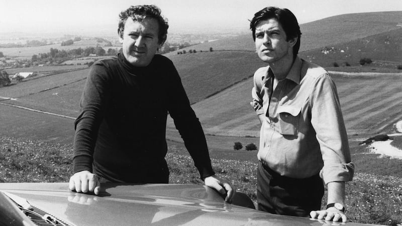 Niall Toibin with Pierce Brosnan filming in 1980