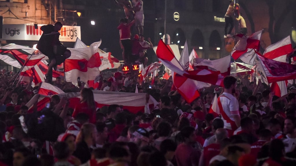 River Plate fans celebrate victory in Buenos Aires after the second leg of the Copa Libertadores final against Boca Juniors. Photo: Marcelo Endelli/Getty Images