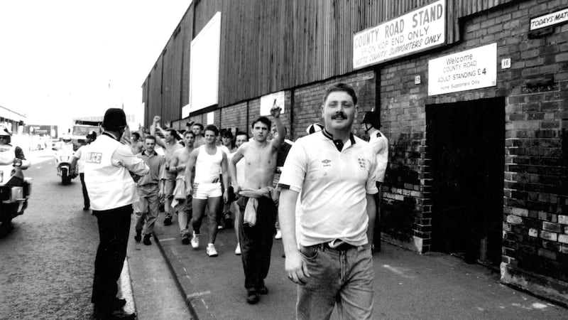 Leeds fans outside Loftus Road on New Year’s Day. Photo: PYMCA/UIG via Getty Images