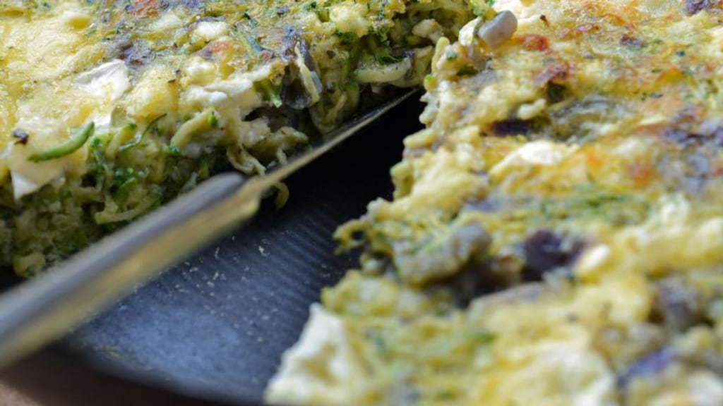 Courgette, mint, and goatscheese fritatta Photograph: Eric Luke