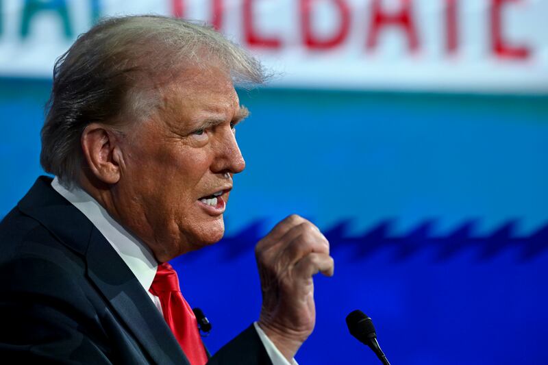 The debate format meant Donald Trump could repeat unchecked claims that have repeatedly been shown to be exaggerations or outright untruths. Photograph: Kenny Holston/The New York Times