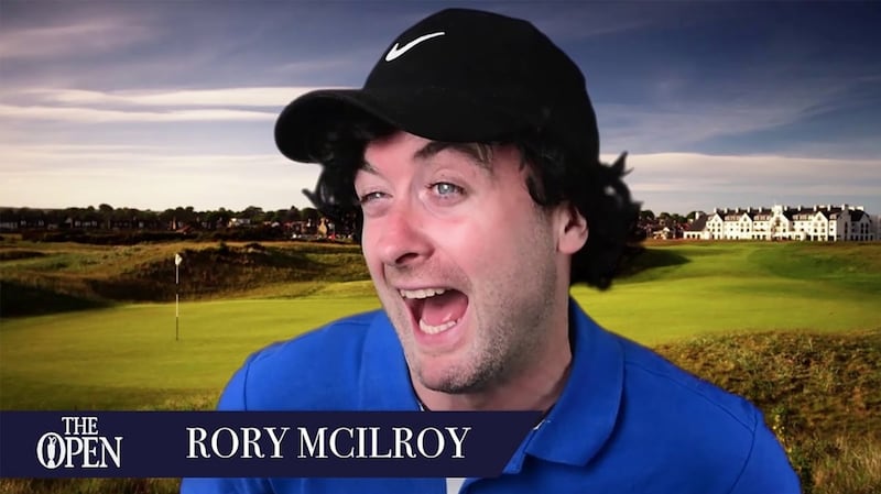 Conor Moore performing his take on Rory McIlroy.