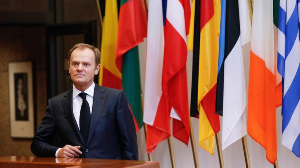 European Council President Donald Tusk: “I am really afraid of this ideological or political contagion, not financial contagion, of this Greek crisis”. Photograph: EPA/JULIEN WARNAND