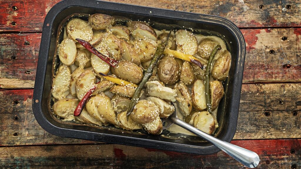 Chilli, coconut masala potatoes. Photograph: Harry Weir