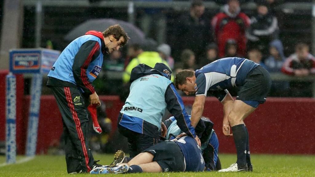 Dave Kearney was knocked unconscious in the victory over Munster at Thomond Park. Photograph: James Crombie/Inpho