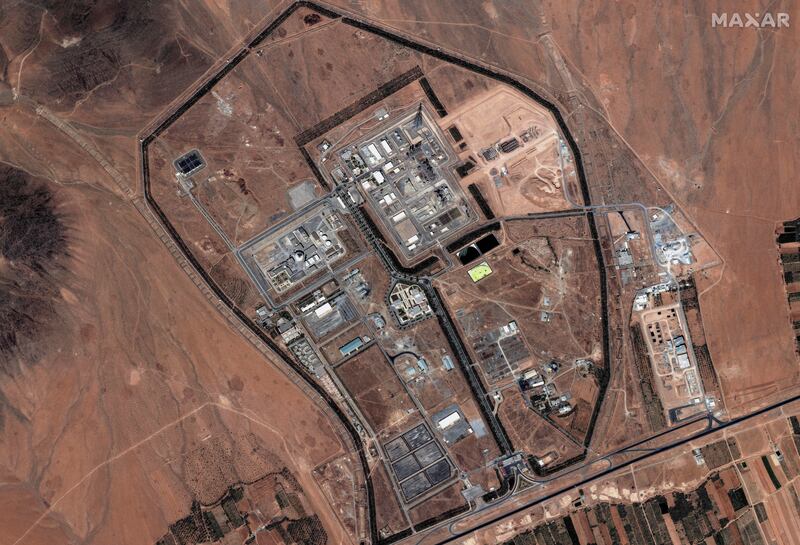A satellite image provided by Maxar Technologies shows an inactive nuclear reactor at Arak, Iran, after a round of Israeli air strikes on Thursday. Photograph: 2025 Maxar Technologies via The New York Times