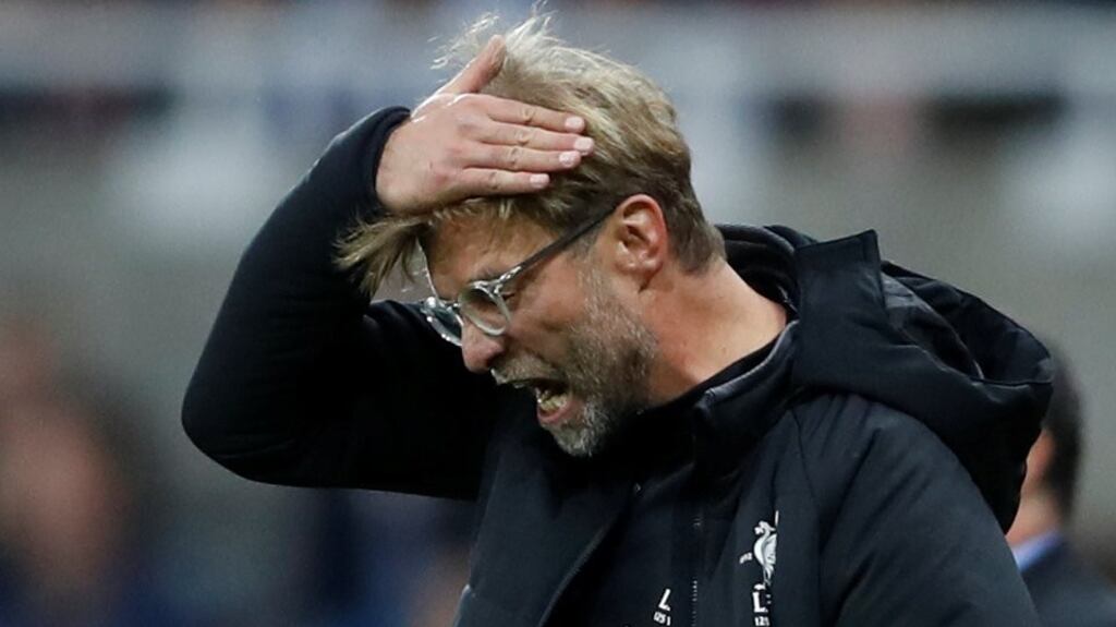 Liverpool manager Juergen Klopp during the draw with Newcastle. Photograph: Reuters