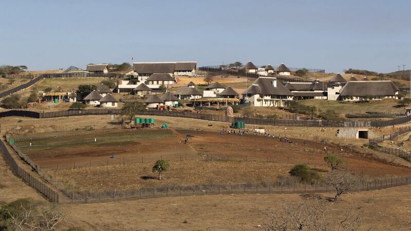 A general view of the Nkandla home (behind the huts) of South Africa’s president Jacob Zuma in 2012.Photograph: Rogan Ward/Reuters