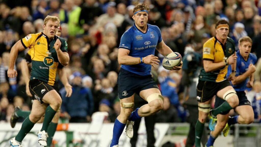 Leinster’s Jamie Heaslip during the Northampton defeat at the Aviva Stadium. “We’ll have to learn from that game for us going forward and the lads have the chance to do something about it this week in Edinburgh,” he says. Photograph: Ryan Byrne/Inpho