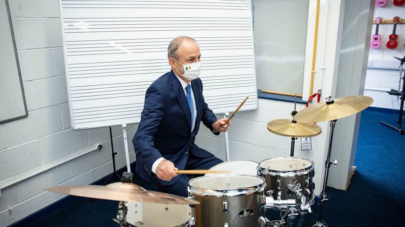 Taoiseach Micheál Martin on a visit to Nagle Secondary Community College, Mahon in Cork. Photograph: Julien Behal Photography