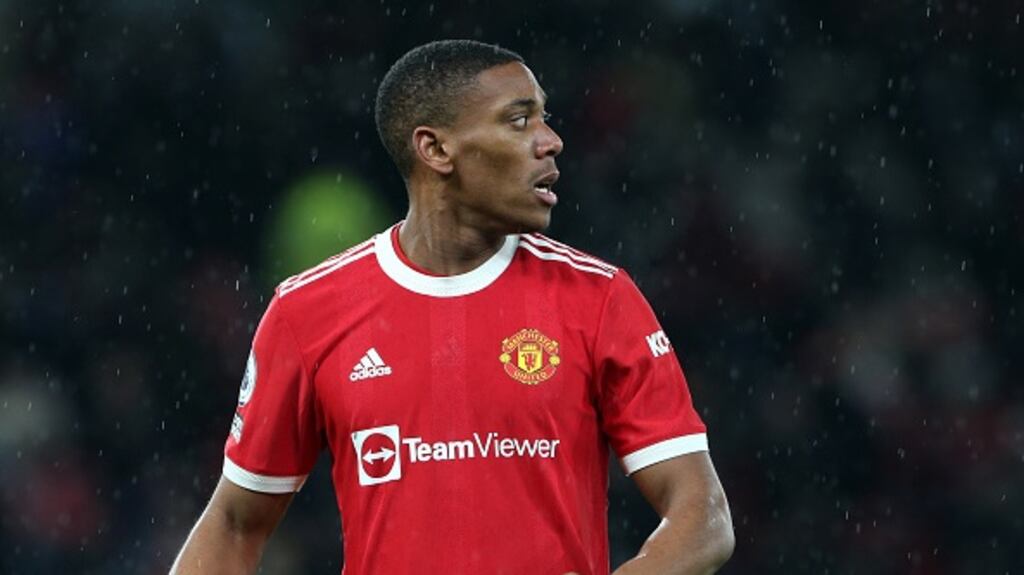 Anthony Martial is on route to Spain to finalise a deal to Sevilla. Photograph:  Matthew Peters/Manchester United via Getty Images