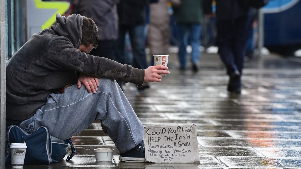 A homeless man in Dublin. “It seems that when a lot of people searched their memory for examples of the recovery, nothing much came to mind, so they concluded it wasn’t happening in any meaningful way.” Photograph: Alan Betson / THE IRISH TIMES
