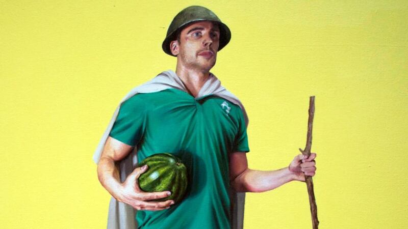 Tommy Bowe as portrayed by artist Stephen Johnston. “His concept of portraying me as a soldier going into battle is intriguing but I think I might take a bit of stick from my teammates,” said Bowe.