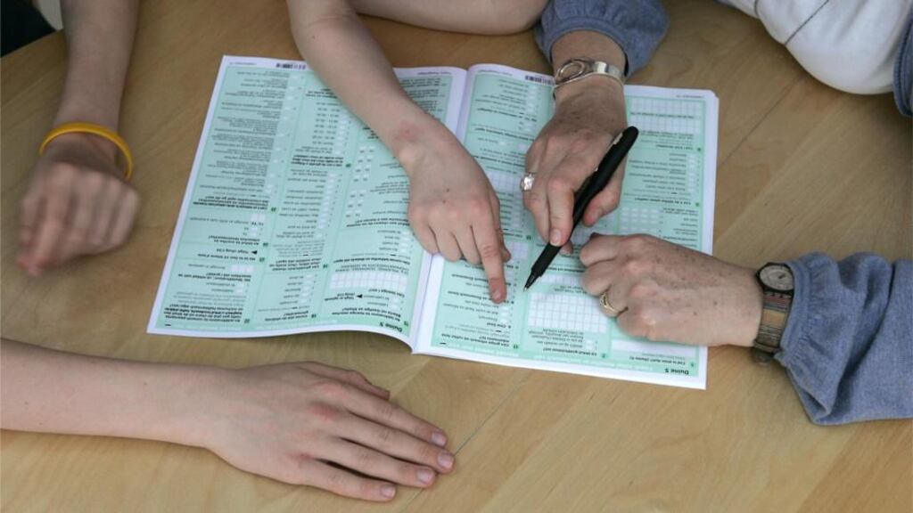 Filling out a census form. Photograph: Dara Mac Dónaill