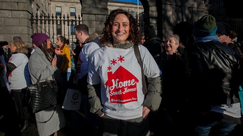 Home Sweet Home supporter Lynn Boylan MEP outside the High Court on Wednesday. Photograph: Gareth Chaney Collins