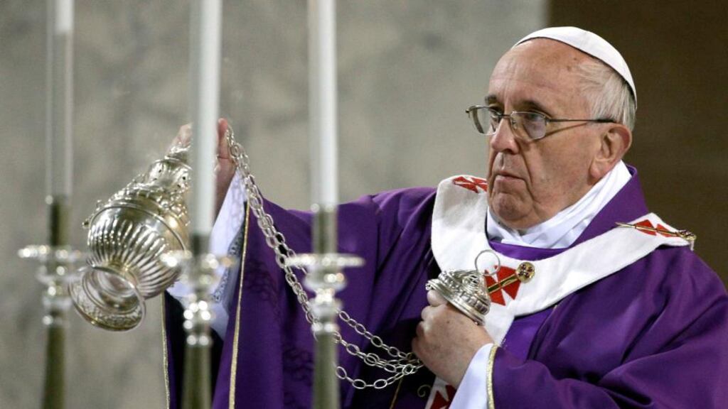 Pope Francis blesses the altar during Ash Wednesday Mass at Santa Sabina Basilica in Rome yesterday. Photograph: Reuters/Max Rossi