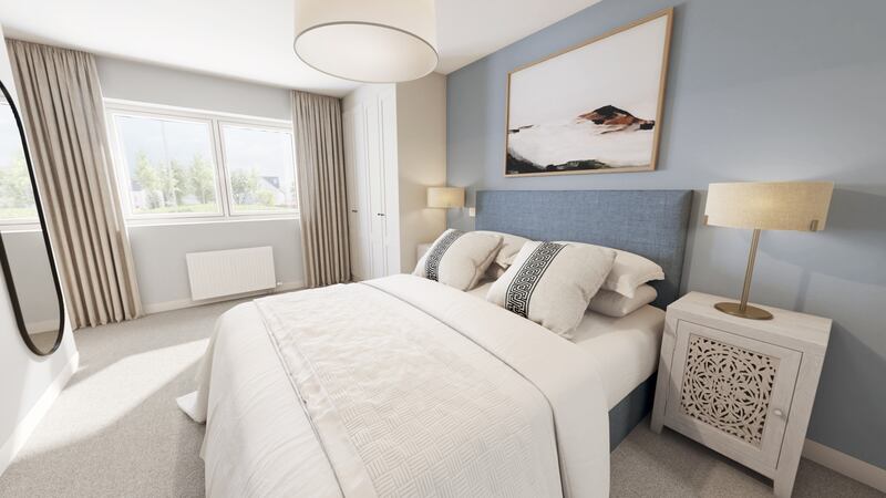 Upstairs are three bedrooms in the Beech layout, with the only wardrobes fitted in the main bedroom.