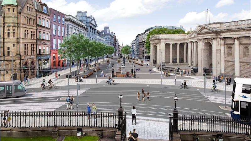 Computer generated image of the proposed new College Green Plaza in Dublin.
