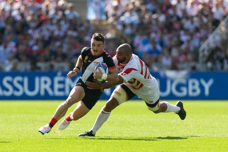 Mateo Carreras of Argentina in action during the World Cup pool game against Japan at Stade de Beaujoire in Nantes. Photograph: Juan Gasparini/Inpho