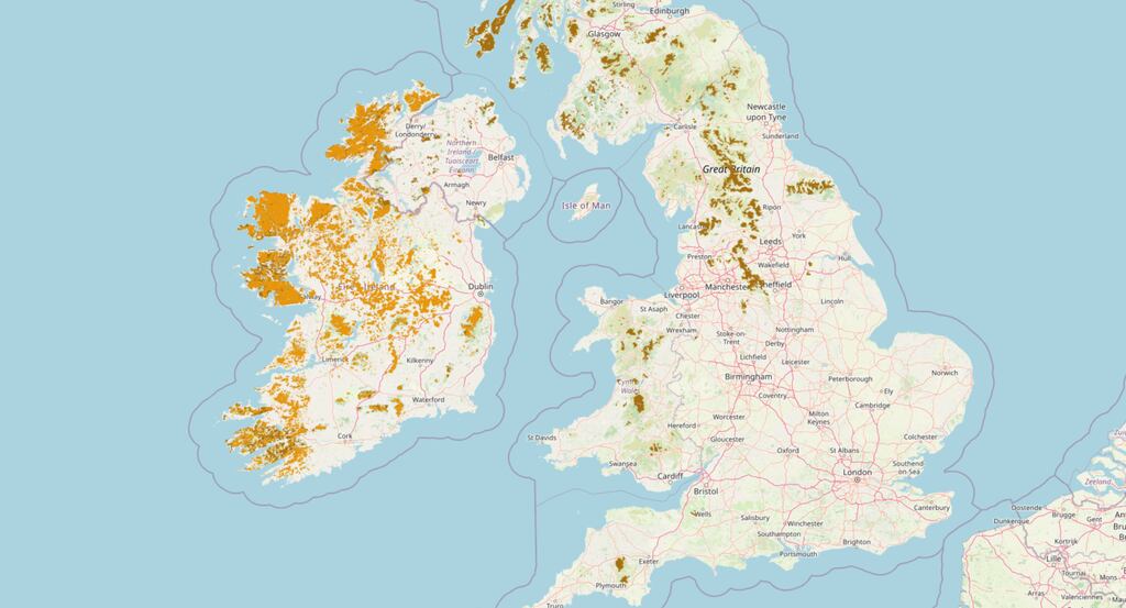 Irish peatlands, which are concentrated along the western seaboard. Image credit: EU Life MultiPeat Project