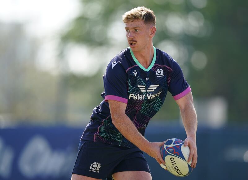 Ben Healy trains with Scotland in Nice in advance of the Rugby World Cup clash with Romania. Photograph: David Davies/PA Wire