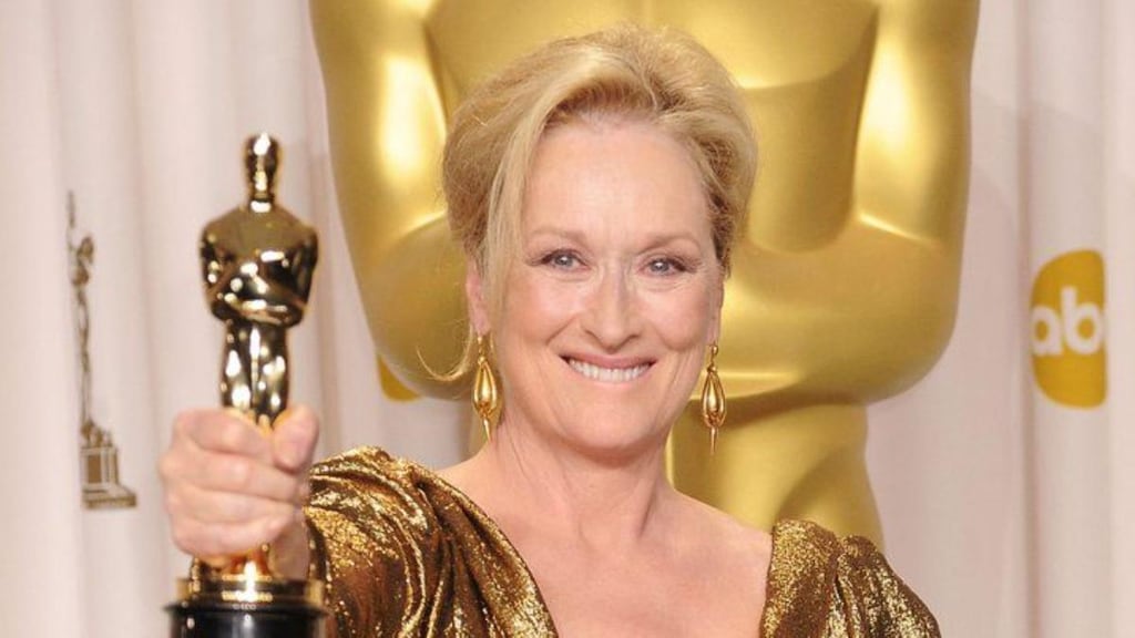 Meryl Streep with her second best actress Oscar, for The Iron Lady (2011)