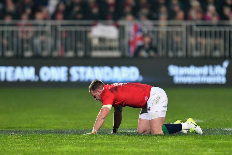 Stuart Hogg got injured in the 2017 tour of New Zealand. Photograph: Kai Schwoerer/Getty