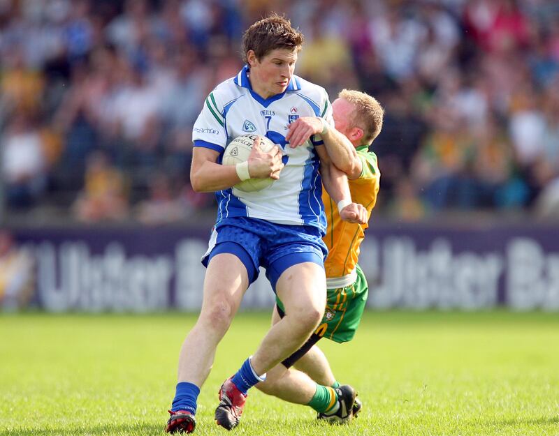 Darren Hughes of Monaghan in action against Donegal during the 2008 Ulster championship. Photograph: Dan Sheridan/Inpho