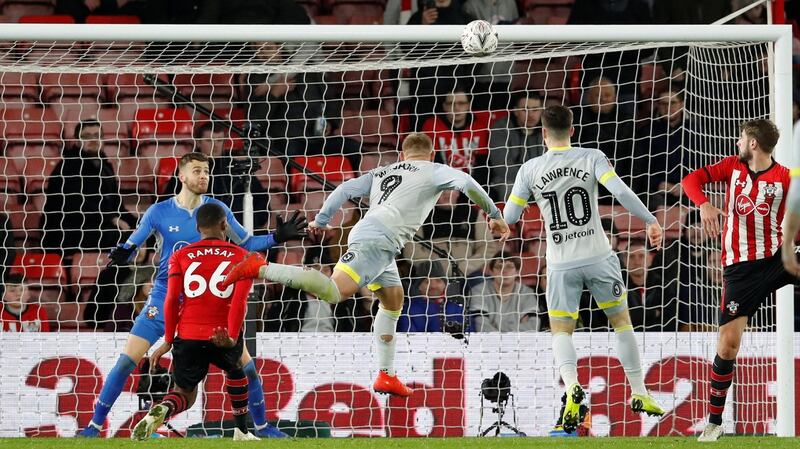 Waghorn scores the equaliser. Photo: David Klein/Reuters