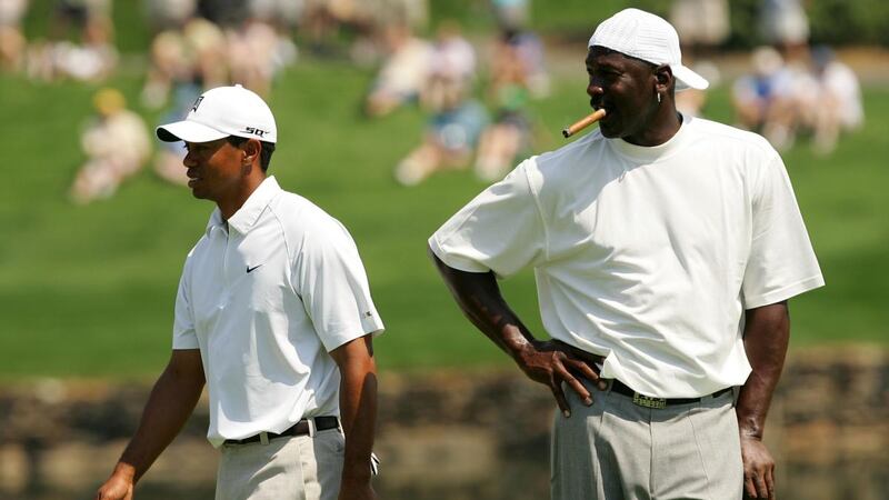 Michael Jordan plays in a pro-am alongside Tiger Woods at the Wachovia Championship at Quail Hollow Country Club in Charlotte, North Carolina. Photograph: Streeter Lecka/Getty Images