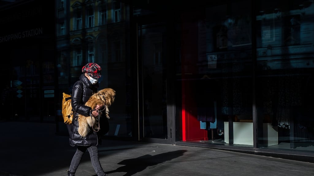 Prague, Czech Republic, on Monday. The Czech government has imposed further dramatic restrictions on the movement in efforts to contain the outbreak of coronavirus. Photograph: Gabriel Kuchta/Getty Images